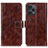 Leather Case Stands Flip Cover Holder K04Z for Xiaomi Redmi Note 12 Turbo 5G Brown