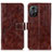 Leather Case Stands Flip Cover Holder K04Z for Xiaomi Redmi Note 12R Pro 5G Brown