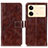 Leather Case Stands Flip Cover Holder K04Z for Xiaomi Redmi Note 13R Pro 5G Brown