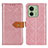 Leather Case Stands Flip Cover Holder K05Z for Motorola Moto Edge (2023) 5G Pink