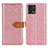 Leather Case Stands Flip Cover Holder K05Z for Motorola Moto G72 Pink