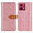 Leather Case Stands Flip Cover Holder K05Z for Motorola Moto G84 5G Pink