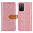 Leather Case Stands Flip Cover Holder K05Z for Oppo A55 5G Pink