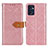 Leather Case Stands Flip Cover Holder K05Z for Oppo Reno7 5G Pink