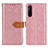 Leather Case Stands Flip Cover Holder K05Z for Sony Xperia 1 V Pink