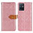 Leather Case Stands Flip Cover Holder K05Z for Vivo T1 5G India Pink