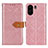 Leather Case Stands Flip Cover Holder K05Z for Xiaomi Redmi 13C Pink