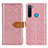 Leather Case Stands Flip Cover Holder K05Z for Xiaomi Redmi Note 8 (2021) Pink