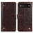 Leather Case Stands Flip Cover Holder K06Z for Google Pixel 6a 5G Brown