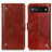 Leather Case Stands Flip Cover Holder K06Z for Google Pixel 6a 5G Light Brown