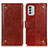 Leather Case Stands Flip Cover Holder K06Z for Nokia G60 5G Light Brown