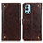 Leather Case Stands Flip Cover Holder K06Z for OnePlus 9R 5G Brown