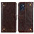 Leather Case Stands Flip Cover Holder K06Z for OnePlus Nord CE 2 5G Brown