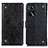 Leather Case Stands Flip Cover Holder K06Z for Oppo A16 Black