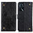 Leather Case Stands Flip Cover Holder K06Z for Oppo A16s Black