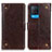 Leather Case Stands Flip Cover Holder K06Z for Oppo A54 4G Brown