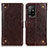 Leather Case Stands Flip Cover Holder K06Z for Oppo A94 5G Brown