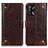 Leather Case Stands Flip Cover Holder K06Z for Oppo F19 Brown