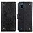 Leather Case Stands Flip Cover Holder K06Z for Realme C20A Black