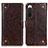 Leather Case Stands Flip Cover Holder K06Z for Sony Xperia 10 IV Brown