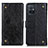 Leather Case Stands Flip Cover Holder K06Z for Vivo T1 5G India Black