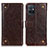 Leather Case Stands Flip Cover Holder K06Z for Vivo Y30 5G Brown