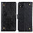 Leather Case Stands Flip Cover Holder K06Z for Xiaomi POCO C3 Black