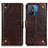 Leather Case Stands Flip Cover Holder K06Z for Xiaomi Poco C55 Brown