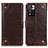 Leather Case Stands Flip Cover Holder K06Z for Xiaomi Poco X4 NFC Brown