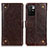 Leather Case Stands Flip Cover Holder K06Z for Xiaomi Redmi 10 (2022) Brown