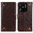 Leather Case Stands Flip Cover Holder K06Z for Xiaomi Redmi 10 Power Brown