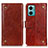 Leather Case Stands Flip Cover Holder K06Z for Xiaomi Redmi 11 Prime 5G Light Brown