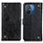 Leather Case Stands Flip Cover Holder K06Z for Xiaomi Redmi 11A 4G Black