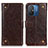 Leather Case Stands Flip Cover Holder K06Z for Xiaomi Redmi 11A 4G Brown