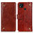 Leather Case Stands Flip Cover Holder K06Z for Xiaomi Redmi 9 India Brown