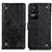 Leather Case Stands Flip Cover Holder K06Z for Xiaomi Redmi K40S 5G Black