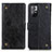 Leather Case Stands Flip Cover Holder K06Z for Xiaomi Redmi Note 11 5G Black