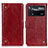 Leather Case Stands Flip Cover Holder K06Z for Xiaomi Redmi Note 11E Pro 5G Red