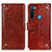 Leather Case Stands Flip Cover Holder K06Z for Xiaomi Redmi Note 8 (2021) Light Brown