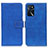 Leather Case Stands Flip Cover Holder K07Z for Oppo A16 Blue