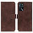 Leather Case Stands Flip Cover Holder K07Z for Oppo A16 Brown