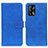 Leather Case Stands Flip Cover Holder K07Z for Oppo A74 4G Blue