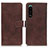 Leather Case Stands Flip Cover Holder K07Z for Sony Xperia 5 III SO-53B Brown