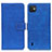 Leather Case Stands Flip Cover Holder K07Z for Wiko Y82 Blue