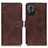 Leather Case Stands Flip Cover Holder K07Z for Xiaomi Poco M4 5G Brown