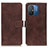 Leather Case Stands Flip Cover Holder K07Z for Xiaomi Redmi 11A 4G Brown