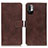 Leather Case Stands Flip Cover Holder K07Z for Xiaomi Redmi Note 10 JE 5G Brown