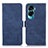 Leather Case Stands Flip Cover Holder K08Z for Huawei Honor 90 Lite 5G Blue