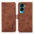 Leather Case Stands Flip Cover Holder K08Z for Huawei Honor 90 Lite 5G Brown