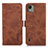 Leather Case Stands Flip Cover Holder K08Z for Nokia C110 Brown